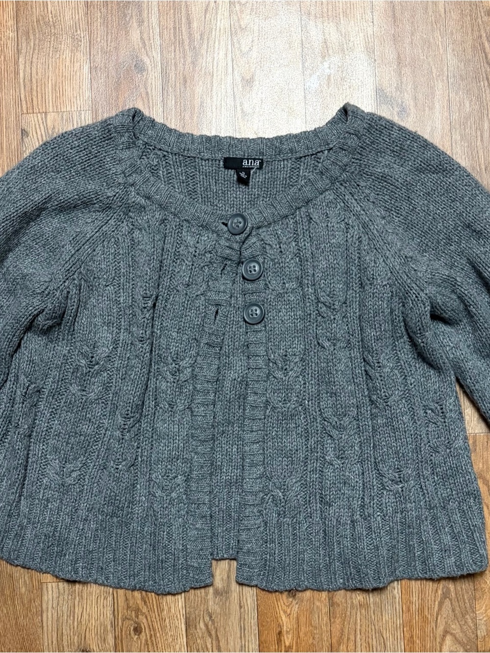 a.n.a Charcoal Gray Cable Knit Button-Front Cardigan